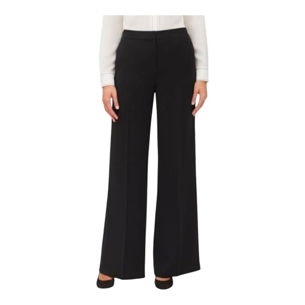 Lafayette 148 Back High Waist Wide Leg Wool Crepe Office Dress Trouser Pants, 4